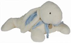 Doudou et compagnie Lapin bleu 75cm + coffre