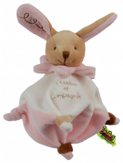 Doudou et compagnie Mini doudou color&eacute; lapin rose