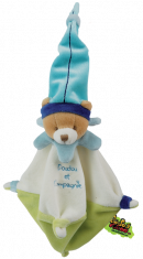 Doudou et compagnie Mini doudou color&eacute; ours bleu