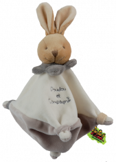 Doudou et compagnie Mini doudou color&eacute; lapin gris