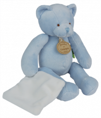 Doudou et compagnie Ours avec mouchoir bleu