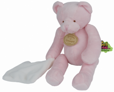 Doudou et compagnie Ours avec mouchoir rose