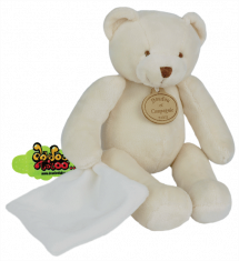 Doudou et compagnie Ours avec mouchoir creme