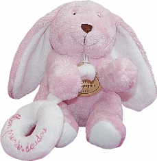 Doudou et compagnie Lapin rose hochet