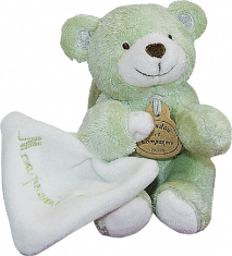 Doudou et compagnie Ours vert avec mouchoir