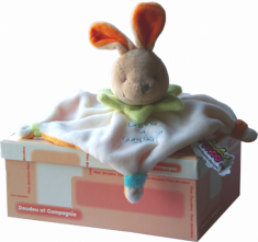 Doudou et compagnie Mini doudou color&eacute; lapin orange