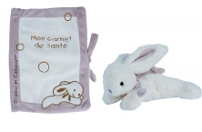 Coffret carnet de sant� avec doudou lapin taupe