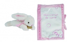 Coffret Carnet de sant� avec doudou lapin rose