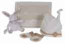 Coffret bonnet + moufles + doudou taupe