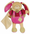 Pantin avec doudou lapin rose