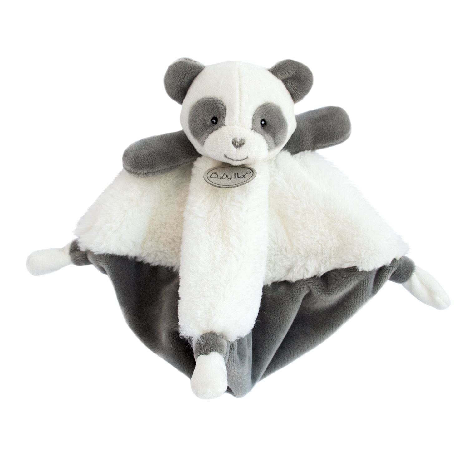 Baby'Nat - Mon P'tit panda Doudou plat noir 25 cm