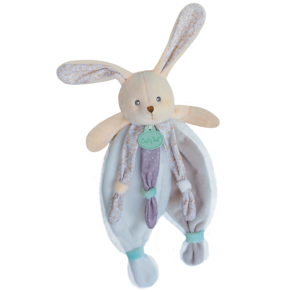 Baby Nat' - Doudou Lapin Plat - Lapin Poupi Rose - Imprimé Fleurs - Forme  Originale Facile à Attraper avec Nouettes & Grandes Oreilles - Idée Cadeau