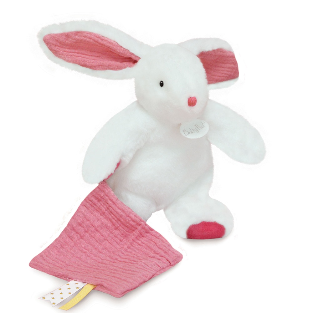 Pantin avec doudou lapin fille 12 cm personnalisé, BabyNat