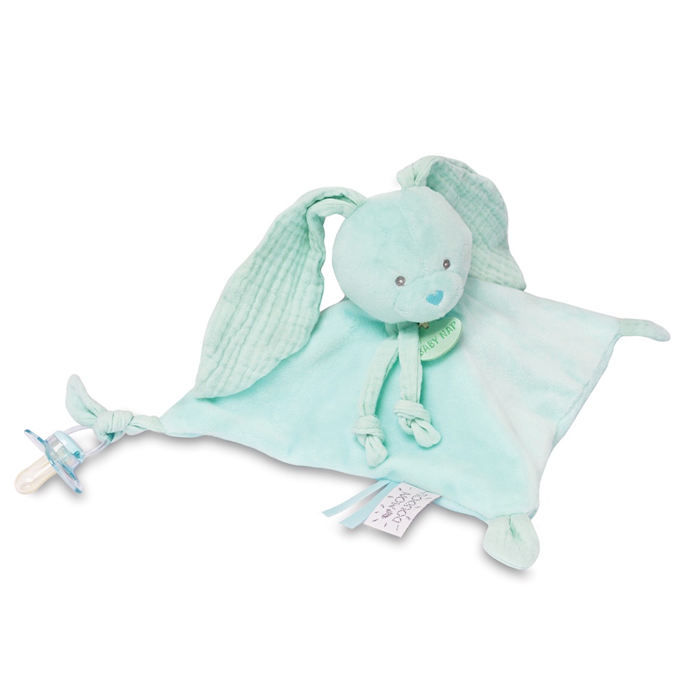 DOUDOU CARRE LAPIN BEBE VERT