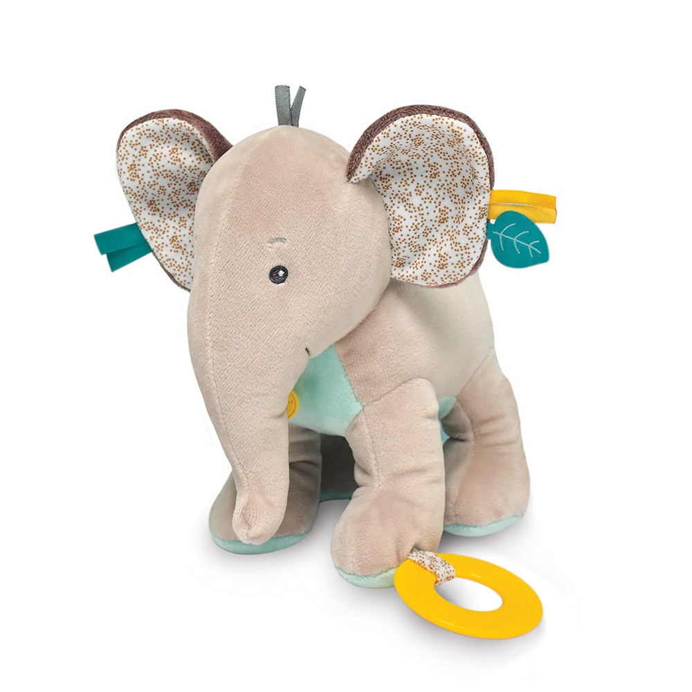BABY NAT' - Pantin Avec Doudou Cacahuète - Éléphant Gris - Dès La Naissance - Lavable 30°