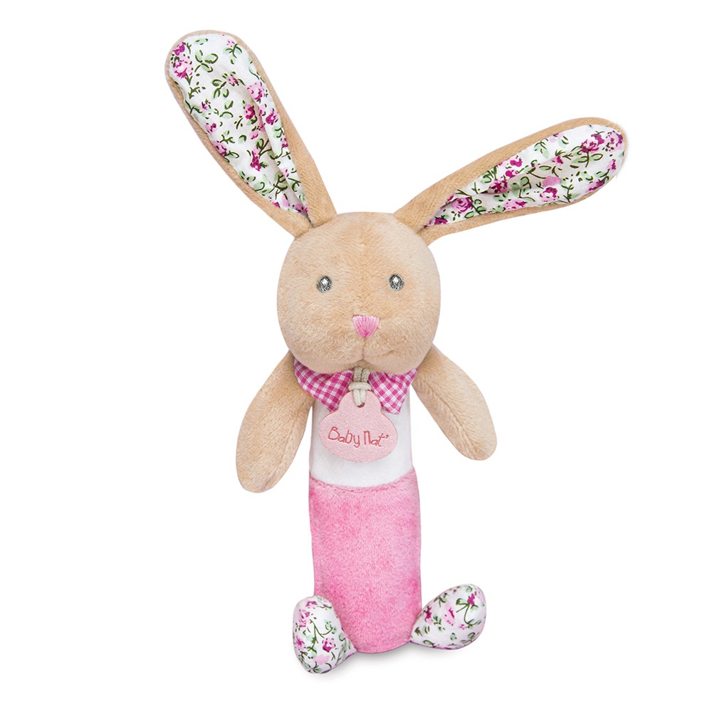 Doudou attache-sucette lapin en coton Bio - Baby Nat