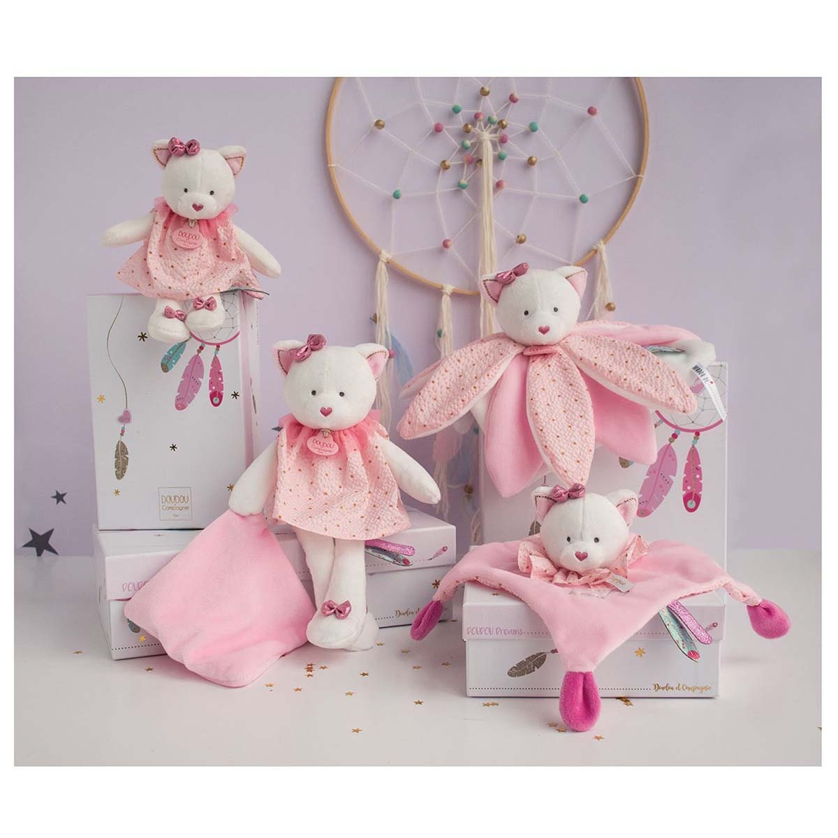 Doudou Chat Rose Et Blanc Doudou Chat Rose Et Blanc