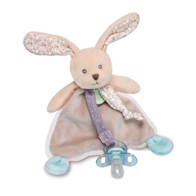 Doudou Attache-sucette lapin Poupi 