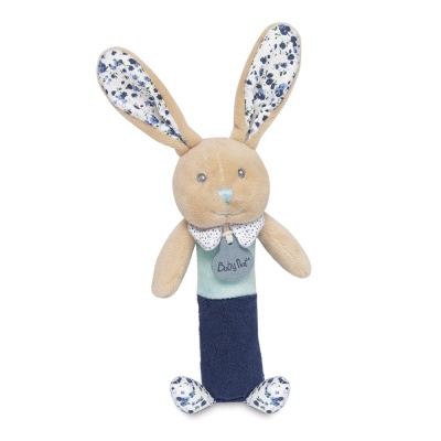 Doudou Hochet Pouet lapin pooupi marine